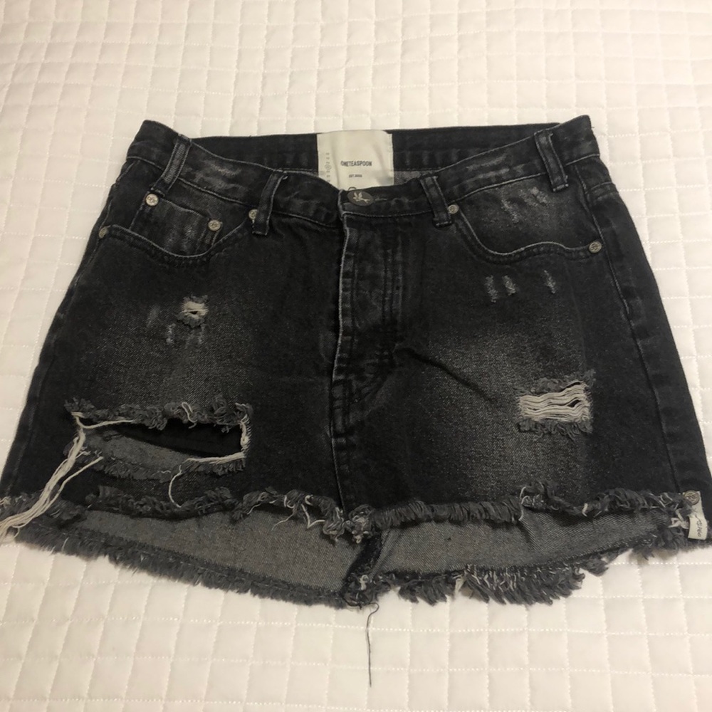 One Teaspoon Black Denim Skirt